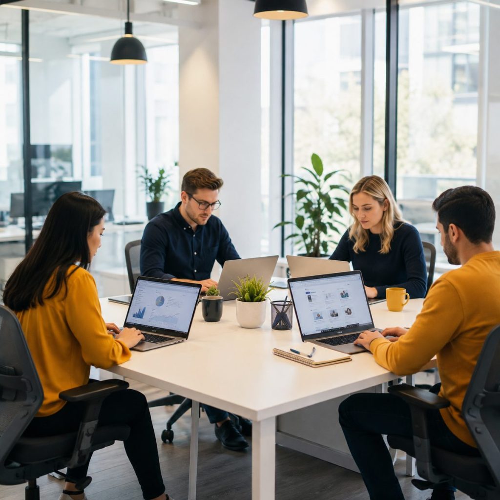 In-house digital marketing team working together across SEO, ads, reporting and content